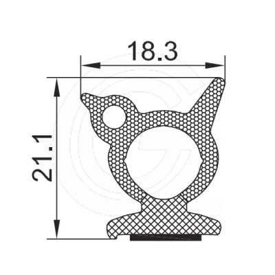 Sealing profile | EPDM | black | 21,1x18,3mm | roll 25 meters